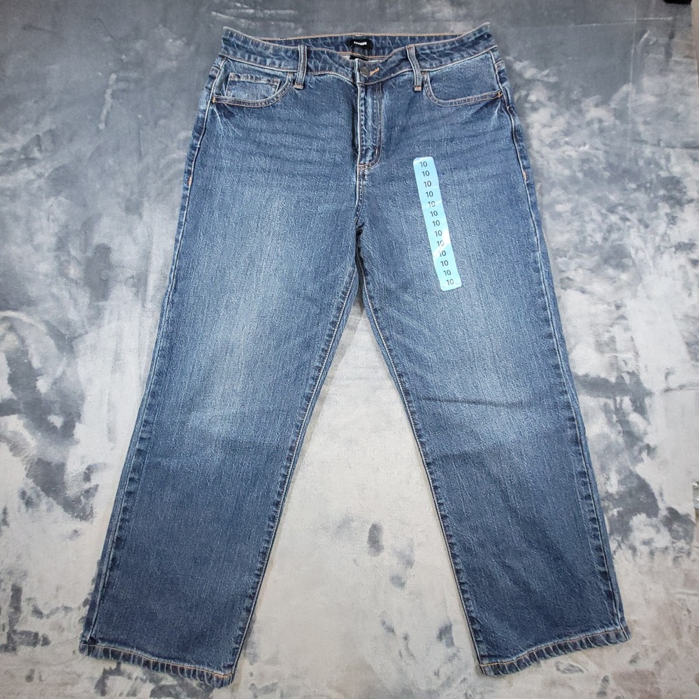 Express Womens Size 10 Medium Wash Mid Rise Straight Leg Denim Jeans New